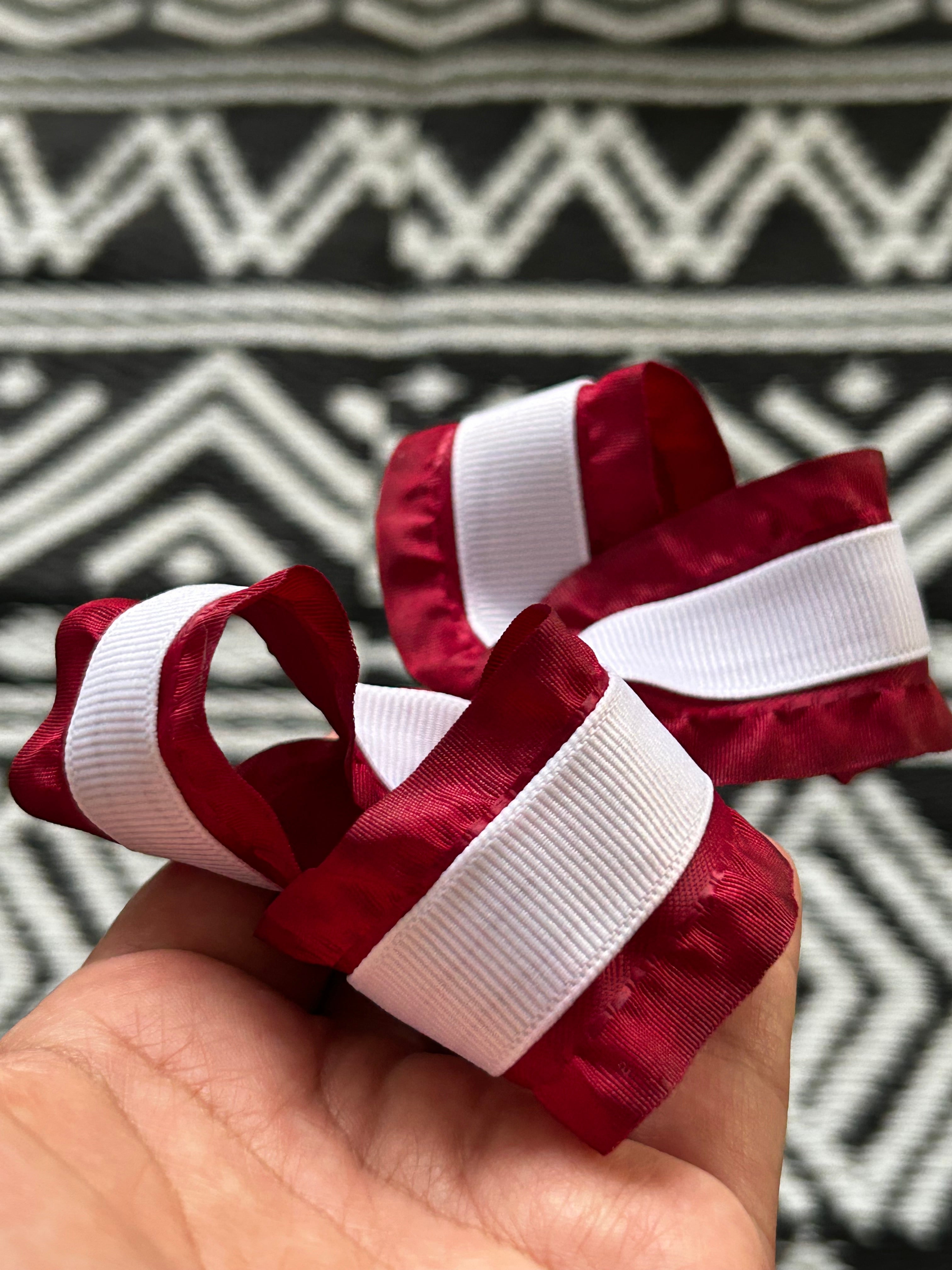Red & White Ruffle Bow