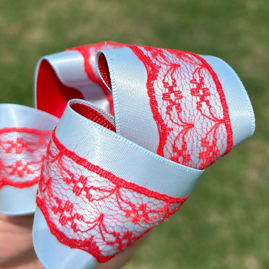 Red on blue Silk❤️