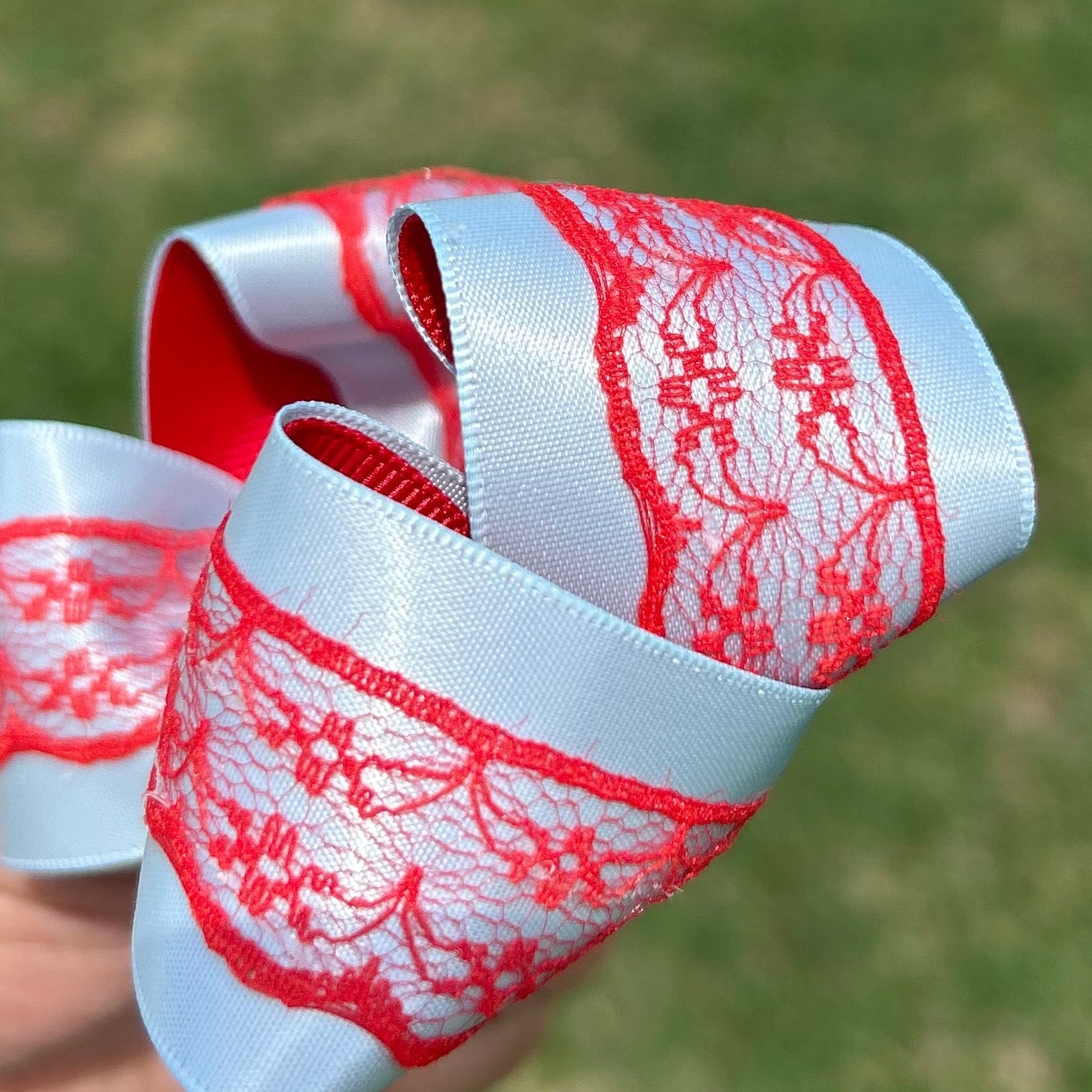 Red on blue Silk❤️
